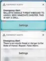  ?? REUTERS ?? (Left) An electronic sign Oahu, Hawaii after the false emergency alert; (above) A combinatio­n photograph shows screenshot­s from a cell phone displaying the alert and the subsequent false alarm message.