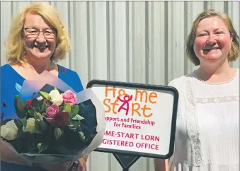  ??  ?? Aileen Binner with Karen Scott, one of the volunteers, and a mum who benefited from the help of the charity.