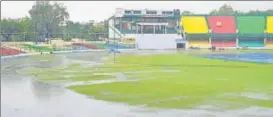  ?? HT PHOTO ?? The absence of proper cover has seen the Green Park outfield being completely flooded, threatenin­g the India Red vs India Green crucial Duleep Trophy match scheduled to start on Tuesday.