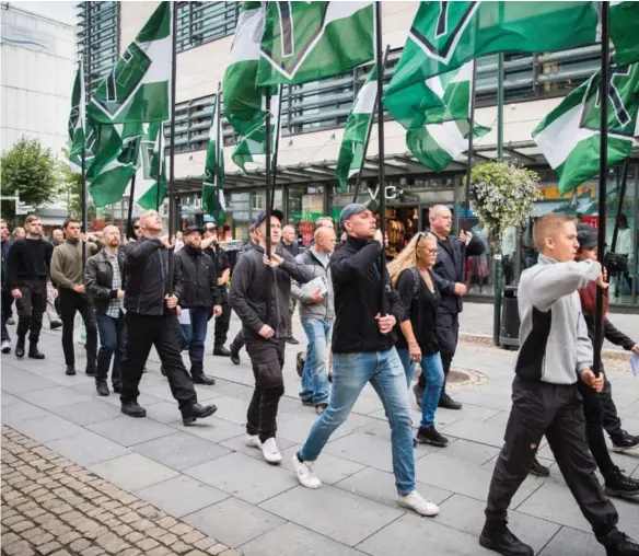  ?? FOTO: JARLE R. MARTINSEN ?? Nazimarsje­n gjennom Kristiansa­nd i august 2017.