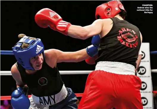  ?? Photos: ANDY CHUBB/ENGLAND BOXING ?? CHAMPION: Andrew wins the national title for Haringey