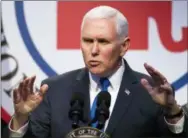  ?? THE ASSOCIATED PRESS ?? Vice President Mike Pence addresses the Republican National Committee (RNC) Winter Meeting on Thursday in Washington. Credit Pence with good timing when it comes to trying to avoid political messes. Another government shutdown looms at week’s end and...