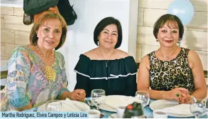  ??  ?? Martha Rodríguez, elvira Campos y Leticia Lira