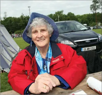  ??  ?? The late Lily Kavanagh, former President of Wicklow Community Games, in Shillelagh on county finals day in 2015. This Saturday will be the first anniversar­y of the Wicklow Community Games icon’s passing.