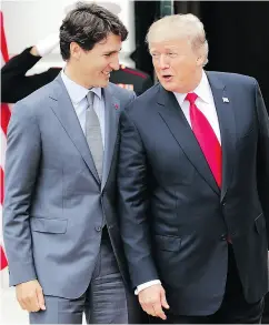  ?? CHIP SOMODEVILL­A / GETTY IMAGES ?? Prime Minister Justin Trudeau and U. S. President Donald Trump in Washington on Wednesday.
