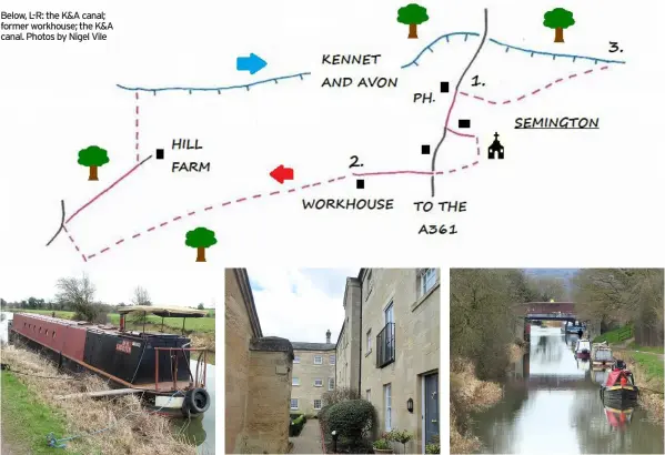  ??  ?? Below, L-R: the K&A canal; former workhouse; the K&A canal. Photos by Nigel Vile