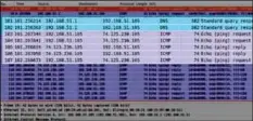  ??  ?? Figure 4: Wireshark capture on the attacker’s PC–sniffed packets sniffed from the victim’s PC and router