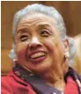  ?? MATTHEW S. GUNBY/AP ?? Cecilia “Cissy” Marshall, shown in 2005, helped take notes and type briefs as her husband, Thurgood Marshall, prepared for arguments in the Brown v. Board of Education case.