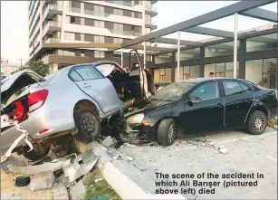  ?? ?? The scene of the accident in which Ali Barışer (pictured above left) died