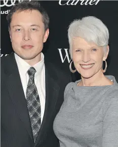  ?? FERNANDO LEON/GETTY IMAGES ?? Elon Musk and his mother, Maye Musk, at an awards ceremony in 2011 in New York City. Maye was born in Regina.