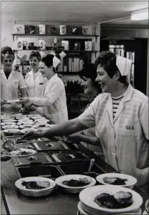  ??  ?? All smiles at Templeton’s canteen in 1972, above, and below, the factory in 1979