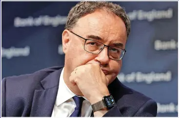  ?? ?? INFLATION: Bank of England Governor Andrew Bailey is under increasing pressure