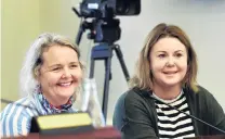  ??  ?? Much appreciate­d . . . Waitati businesswo­men Sally Brown (left) and Mel Borrell say a summer promotion of train services was well received.