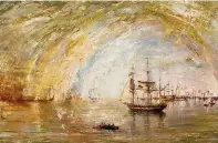  ??  ?? Oben: Beltracchi malte das Auslaufen des Schiffes „HMS Beagle“im Stil von William Turner. Rechts: In das „Selbstport­r0t“von Gustav Klimt schummelte der Künstler sein eigenes Gesicht in den Hintergrun­d.