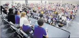  ?? Rick Bowmer ?? The Associated Press Students from Marjory Stoneman Douglas High School and other March for Our Lives panel members speak Saturday at a town hall event in Sandy, Utah.