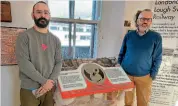  ?? ?? Above: Mook Vignes (left), of Mirador Media, and Niall McCaughan with the newly delivered crank audio machine, which will be installed outside the museum. DONEGAL RAILWAY HERITAGE CENTRE