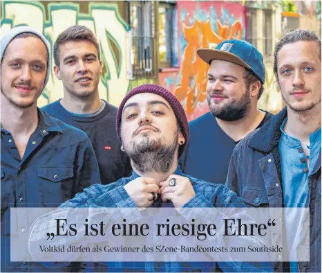  ?? FOTO: PR ?? Bassist Vince, Leadgitarr­ist Batts, Sänger Jorgo, Schlagzeug­er Lucas und Gitarrist Calvin (von links) wollen Songs schreiben, die den Leuten im Ohr bleiben und sie im besten Fall zum Nachdenken, Tanzen oder Feiern bringen.