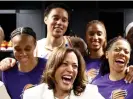  ?? Mario Tama/Getty Images ?? US vice-president Kamala Harris visited the Phoenix Mercury locker room while in Los Angeles for Friday’s game. Photograph: