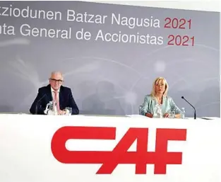  ??  ?? Ándres Arizkorret­a, presidente de CAF, en la Junta de Accionista­s.