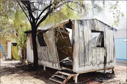  ?? KFSD photo ?? The tools store in the Al-Sabah Area destroyed by the fire.