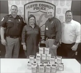  ?? From the Floyd County Police Department ?? Floyd Against Drugs donates 64 doses of naloxone spray to the Floyd County Police Department.