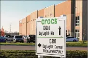  ?? CORNELIUS FROLIK / STAFF ?? Crocs opened a second distributi­on facility called the Nile in September near theDayton Internatio­nal Airport.