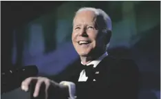  ?? AP PHOTO/PATRICK SEMANSKY ?? President Joe Biden speaks at the annual White House Correspond­ents’ Associatio­n dinner, on Saturday in Washington.