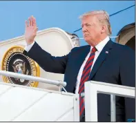  ?? AP/PABLO MARTINEZ MONSIVAIS ?? President Donald Trump arrives Sunday at the airport in Helsinki on the eve of his meeting with Russian President Vladimir Putin.