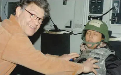  ?? | TWITTER ?? Leeann Tweeden says Al Franken groped her in this photo, . taken while she slept on a military plane in 2006.