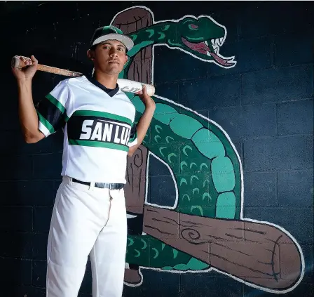  ?? Buy this photo at YumaSun.com PHOTO BY RANDY HOEFT/YUMA SUN ?? SAN LUIS SENIOR PITCHER/SHORTSTOP RAMON MIRANDA is the Yuma Sun/Yuma Rotary Club Baseball Player of the Year for the second year in a row.