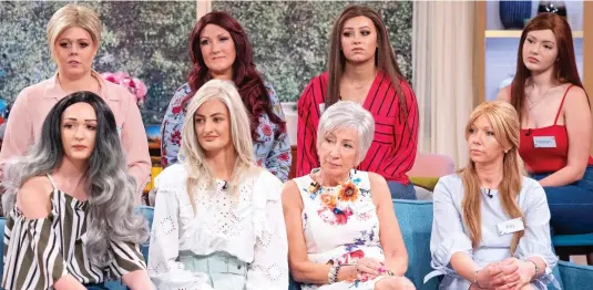  ??  ?? ‘Inspiratio­nal’: Clockwise from top left, the women who shed their wigs in unison on ITV’s This Morning – Leanne Pearce, Leanne Lynsey, Danielle Gilbert, Hannah Cranston, Kay Fisher, Carole Cavanagh, Shannon Peacock and Elisha Appleby