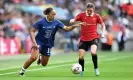  ?? Photograph: Darren Walsh/Chelsea FC/Getty Images ?? Manchester United’s Hannah Blundell challenges Lauren James in last year’s final, which was won by Chelsea.