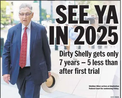  ?? ALEC TABAK ?? Sheldon Silver arrives at Manhattan Federal Court for sentencing Friday.