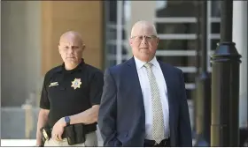  ?? LAUREN A. LITTLE — MEDIA NEWS GROUP ?? Berks Count Sheriff Eric Weaknecht, left, and District Attorney John T. Adams outside the Berks County Services Center on June 9. They participat­ed in a panel discussion about law enforcemen­t on June 10.