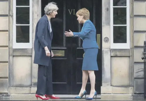  ??  ?? Theresa May has been north of the Border for talks with Nicola Sturgeon, but the pair have not met since March