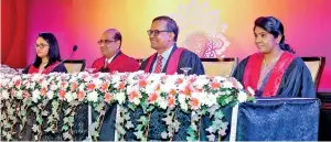  ?? ?? The head table (from left) CCP Joint Secretary Dr. Chathurika Dandeniya; President Dr. Duminda Munidasa; Immediate Past President Prof. Arosha Dissanayak­e; and Joint Secretary Dr. Chamila Dalpadatu