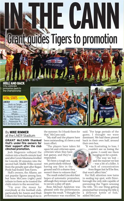  ??  ?? HULL AND BACK City celebrate promotion back to the Championsh­ip