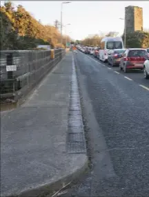  ??  ?? Lengthy tailbacks on Ferrycarri­g Bridge last week.