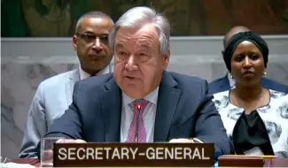  ?? ?? Antonio Guterres, secrétaire général de l'ONU, dimanche 14 avril 2024.