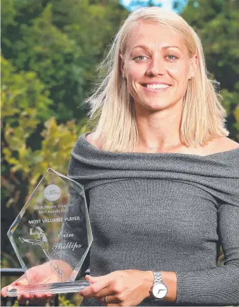  ?? GREAT HONOUR: Adelaide's Erin Phillips was named MVP at the AFLW awards. Picture: HAMISH BLAIR ??