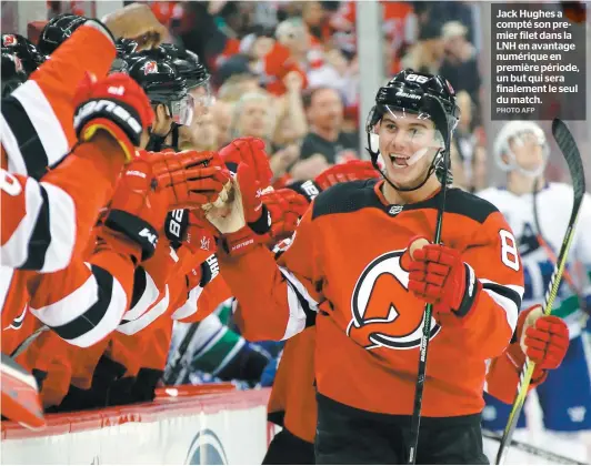  ?? PHOTO AFP ?? Jack Hughes a compté son premier filet dans la LNH en avantage numérique en première période, un but qui sera finalement le seul du match.