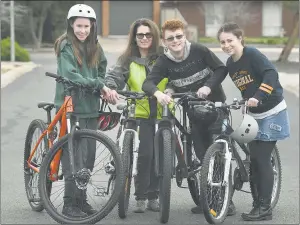  ??  ?? BACK ON TRACK: From left, Emma, Karen, Rowan and Claire James are looking forward to this year’s ACE Ride following its cancellati­on last year. Picture: PAUL CARRACHER