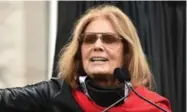  ?? THEO WARGO/GETTY IMAGES ?? Feminist icon Gloria Steinem addresses the crowd during the Women’s March on Washington Saturday.