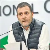  ?? BURHAAN KINU/HT PHOTO ?? Congress president Rahul Gandhi speaks during a press conference at the AICC office in New Delhi on Friday.