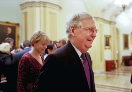  ?? ASSOCIATED PRESS ?? Senate Majority Leader Mitch McConnell of Ky., walks back to his office on Capitol Hill in Washington on Monday.