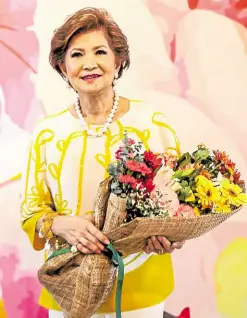  ?? —INQUIRER PHOTO ?? Criselda Lontok at the launch of her 2019 summer collection at Rustan’s Makati, in March 2019