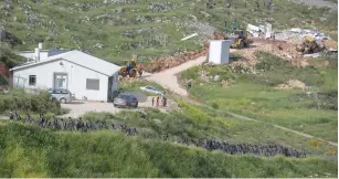  ?? ( Sraya Diamant/ Flash90) ?? A COLUMN of Border Police officers moves in to the West Bank outpost of Kumi Ori to assist in the demolition of six illegally built structures in April.