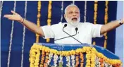  ??  ?? PM Narendra Modi addresses the gathering at the inaugurati­on of the Link-ii of SAUNI Yojana, at Botad in Gujarat on Monday