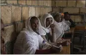  ?? ZERIHUN SEWUNET — UNICEF ?? People displaced by the recent conflict listen as Manuel Fontaine, UNICEF Director of the Office of Emergency Programs, visits internally-displaced people in Adigrat Town in the Tigray region of northern Ethiopia on Monday.