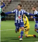  ?? FOTO: LEHTIKUVA/MIKKO STIG ?? Sebastian Dahlström satte HJK:s segermål på stopptid.